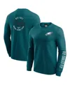 Fanatics Men's Kelly Green Philadelphia Eagles Washed Waffle-knit Long Sleeve T-shirt In Green