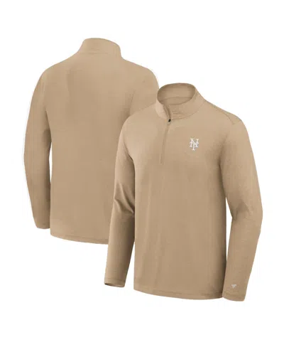 Fanatics Men's Khaki New York Mets Clutch Quarter-zip Pullover Sweatshirt