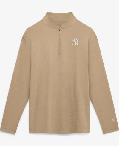 Fanatics Men's Khaki New York Yankees Clutch Quarter-zip Pullover Sweatshirt