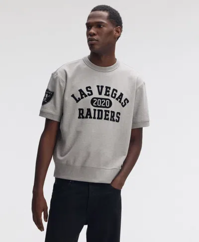Fanatics Men's Las Vegas Raiders Iconicfleece Fleece Crewneck Short-sleeve Sweatshirt In Gray