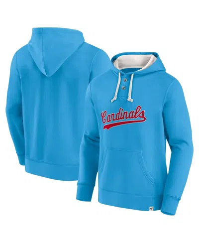 Fanatics Men's Light Blue St. Louis Cardinals Plan For Adversity Henley Fleece Pullover Hoodie In Light Blue,cream