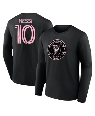 Fanatics Men's Lionel Messi Inter Miami Cf Authentic Stack Name Number Long Sleeve T-shirt In Black