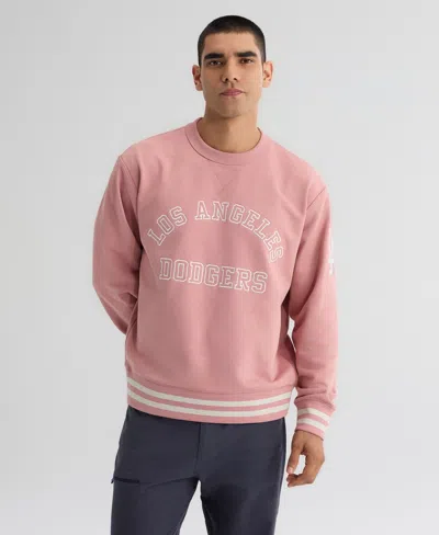 Fanatics Men's Los Angeles Dodgers Iconic Terry Relaxed-fit Crewneck Long-sleeve Sweatshirt In Pink