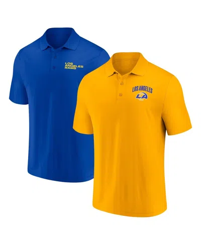 Fanatics Men's Los Angeles Rams Lockup Two-pack Polo Set In Royal,gold