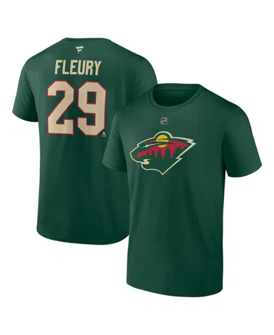 Fanatics Men's Marc-andre Fleury Green Minnesota Wild Authentic Stack Name Number T-shirt