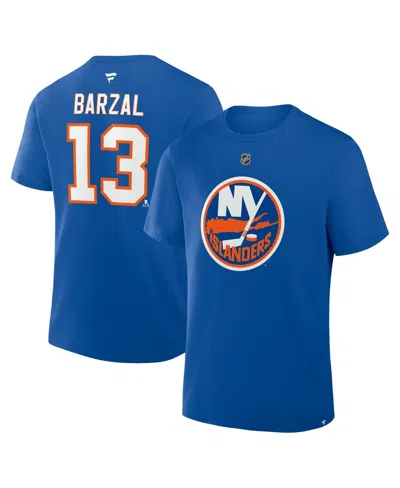 Fanatics Men's Mathew Barzal Royal New York Islanders Authentic Stack Name Number T-shirt In Blue