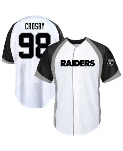 Fanatics Men's Maxx Crosby White Las Vegas Raiders Big Tall Button-up Baseball Jersey T-shirts In Animal Print