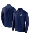 Fanatics Men's Navy Atlanta Braves Head-to-head Raglan Quarter-zip Jacket In Navy