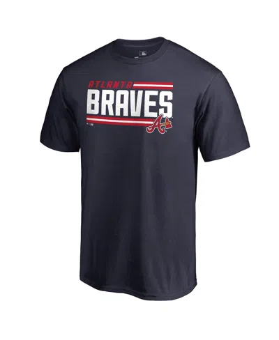 Fanatics Men's Navy Atlanta Braves Onside Stripe T-shirt In Blue
