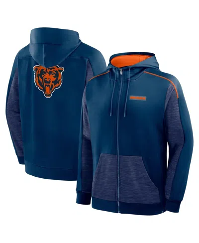 Fanatics Men's Navy Chicago Bears Checkdown Pass Full-zip Hoodie In Blue