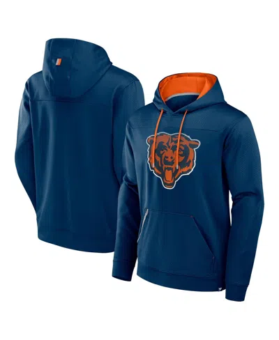 Fanatics Men's Navy Chicago Bears Defender Pullover Hoodie In Navy,orange