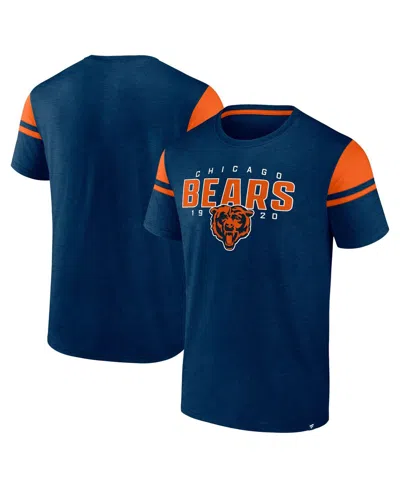 Fanatics Men's Navy Chicago Bears Old School Play Slub T-shirt In Navy,orange