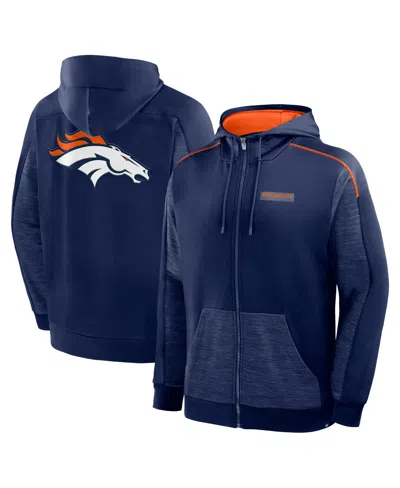 Fanatics Men's Navy Denver Broncos Checkdown Pass Full-zip Hoodie In Blue