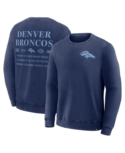 Fanatics Men's Navy Denver Broncos Deep Route Pullover Sweatshirt In Blue