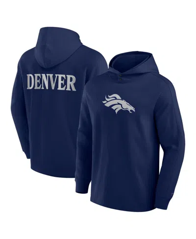 Fanatics Men's Navy Denver Broncos Elements Blaze Tri-blend Long Sleeve Hoodie T-shirt