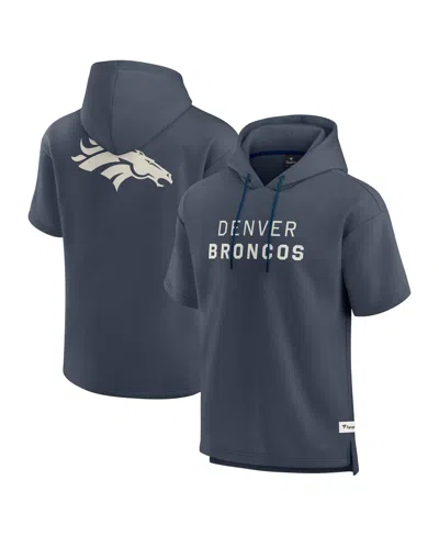Fanatics Men's Navy Denver Broncos Elements Future Ground Lettering Short Sleeve Pullover Hoodie In Blue