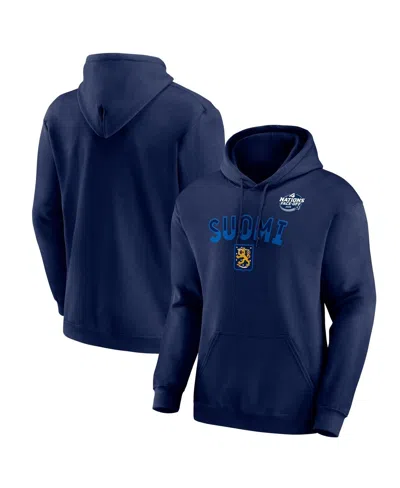 Fanatics Men's Navy Finland 2025 4 Nations Face-off Fleece Pullover Hoodie