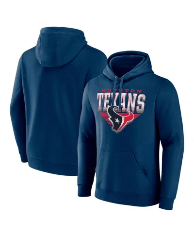 Fanatics Men's Navy Houston Texans Geometric Chrome Pullover Hoodie In Blue