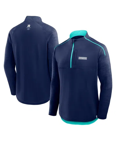Fanatics Men's Navy Milano Cortina 2026 Winter Olympics Defender Raglan Quarter-zip Pullover Sweatshirt In Blue