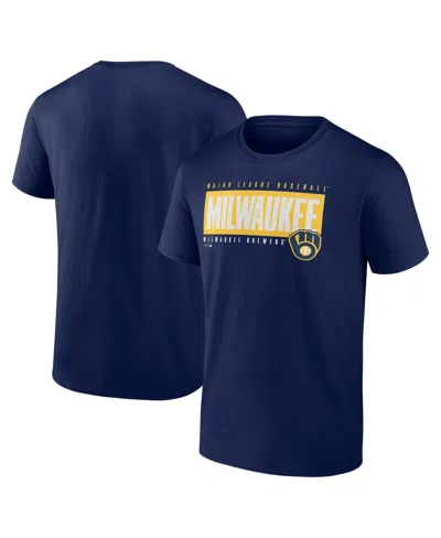 Fanatics Men's Navy Milwaukee Brewers Blocked Out T-shirt In Blue