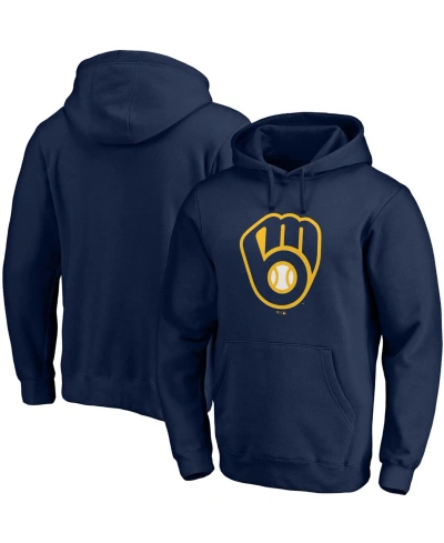 Fanatics Men's Navy Milwaukee Brewers Official Logo Pullover Hoodie