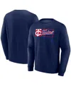 Fanatics Men's Navy Minnesota Twins Focus Fleece Pullover Sweatshirt In Navy