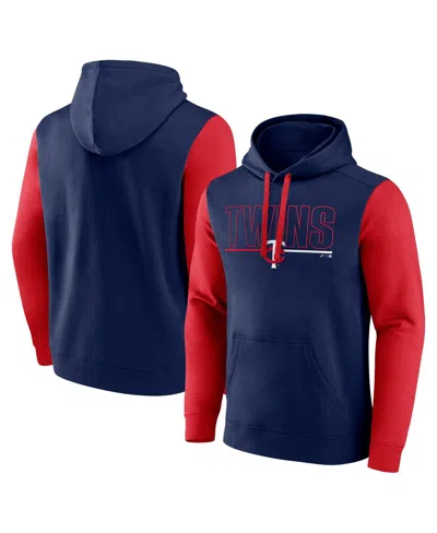 Fanatics Men's Navy Minnesota Twins Outline Fleece Pullover Hoodie In Blue