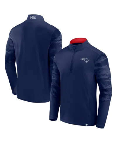 Fanatics Men's Navy New England Patriots Ringer Quarter-zip Jacket In Navy,red