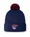 Fanatics Men's Navy New York Rangers 2024 Nhl Draft Cuffed Knit Hat With Pom In Navy,red