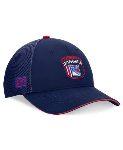 Fanatics Men's Navy New York Rangers 2024 Nhl Draft On Stage Trucker Adjustable Hat In Navy,red
