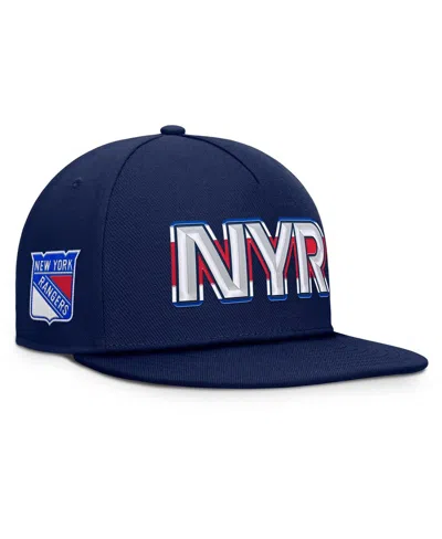 Fanatics Men's Navy New York Rangers Authentic Pro Rink Team Code Snapback Hat In Blue