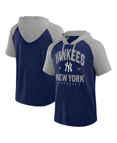 Fanatics Men's Navy New York Yankees Prime Raglan Short Sleeve Hoodie T-shirt In Blue
