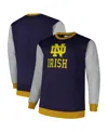 Fanatics Men's Navy Notre Dame Fighting Irish Contrast Sleeve Large Chest Big Tall Pullover Sweatshirt In Navy
