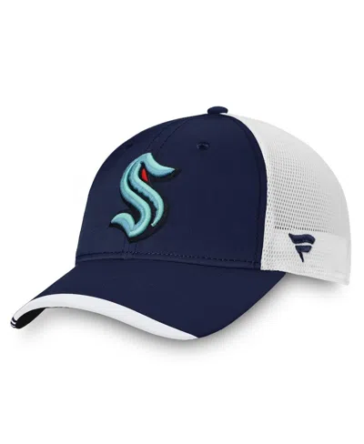 Fanatics Men's Navy Seattle Kraken Authentic Pro Locker Room Trucker Adjustable Hat In Blue