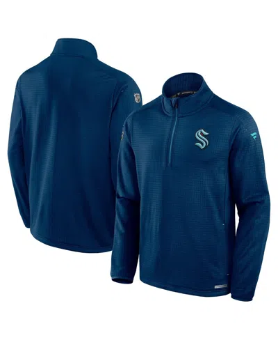 Fanatics Men's Navy Seattle Kraken Authentic Pro Rink Quarter-zip Jacket