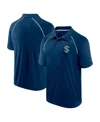 Fanatics Men's Navy Seattle Kraken Raglan Strong Alone Polo In Navy,white