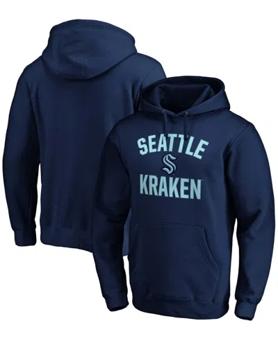 Fanatics Men's Navy Seattle Kraken Victory Arch Pullover Hoodie