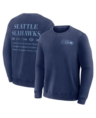 Fanatics Men's Navy Seattle Seahawks Deep Route Pullover Sweatshirt In Blue