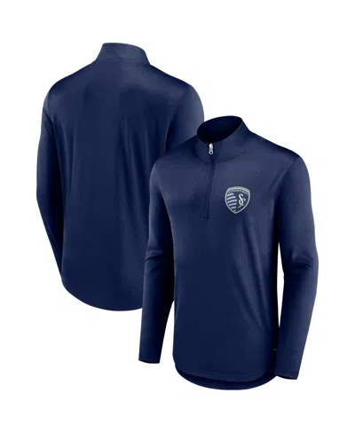 Fanatics Men's Navy Sporting Kansas City Iconic Quarter-zip Jacket