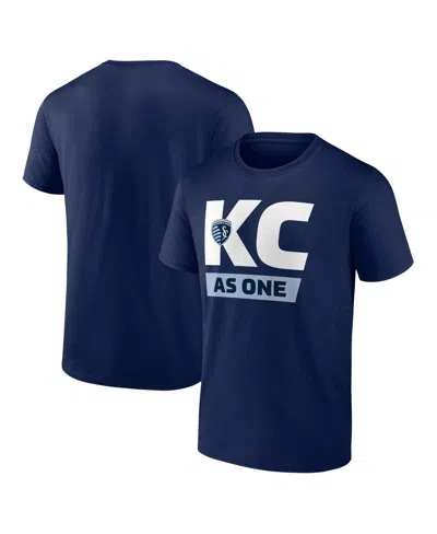 Fanatics Men's Navy Sporting Kansas City Iconic Team Chant T-shirt In Blue