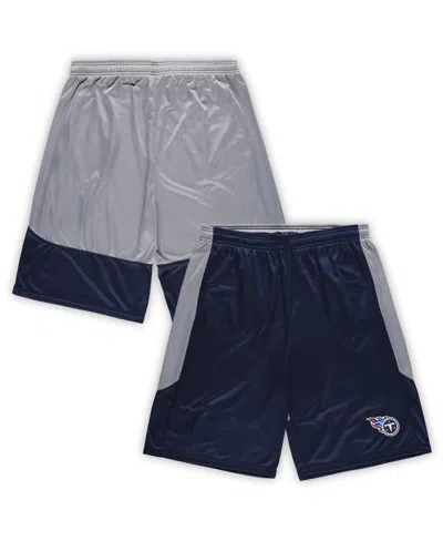 Fanatics Men's Navy Tennessee Titans Big Tall Team Logo Shorts In Navy,silver