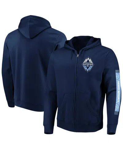 Fanatics Men's Navy Vancouver Whitecaps Fc Iconic Scarf Sleeve Full-zip Hoodie