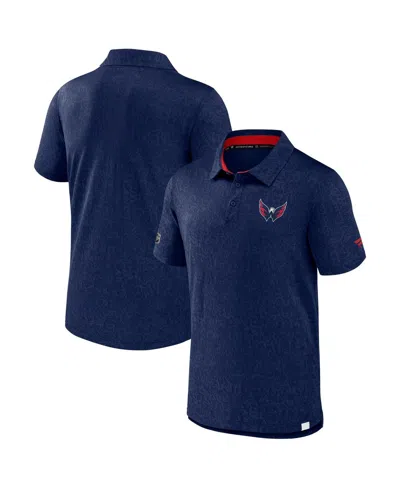 Fanatics Men's Navy Washington Capitals Authentic Pro Jacquard Polo Shirt In Blue