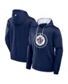 Fanatics Men's Navy Winnipeg Jets Defender Pullover Hoodie In Navy,white