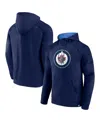 Fanatics Men's Navy Winnipeg Jets Iconic Defender Raglan Pullover Hoodie In Blue