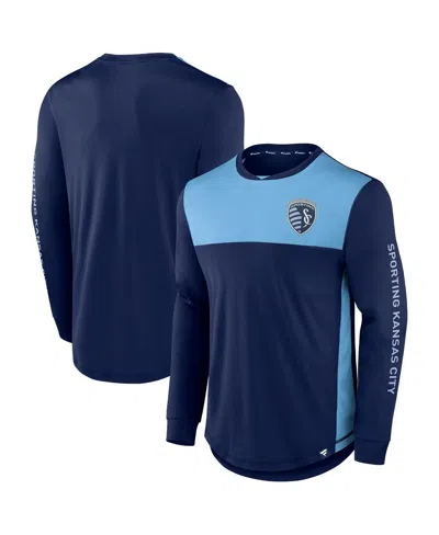 Fanatics Men's Navy/blue Sporting Kansas City Striker Long Sleeve T-shirt
