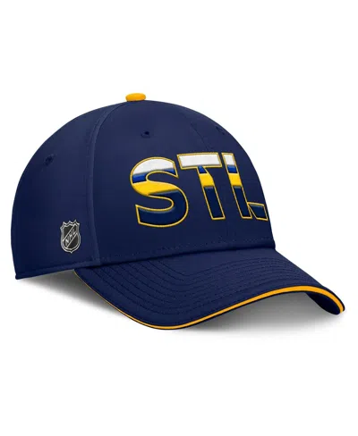 Fanatics Men's Navy/gold St. Louis Blues Authentic Pro Rink Team Code Flex Hat In Navy,gold