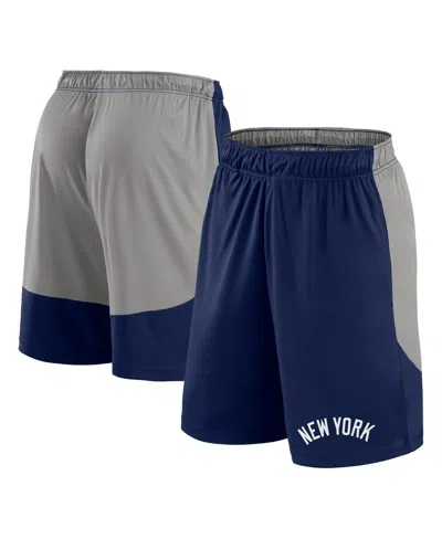 Fanatics Men's Navy/gray New York Yankees Launch Polyester Shorts In Navy,gray