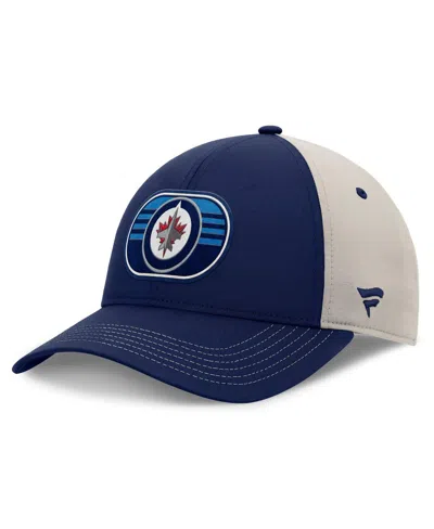 Fanatics Men's Navy/gray Winnipeg Jets 2025 Stanley Cup Playoffs Locker Room Trucker Adjustable Hat In Multi