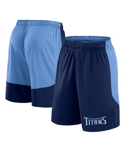 Fanatics Men's Navy/light Blue Tennessee Titans Launch Shorts In Navy,light Blue